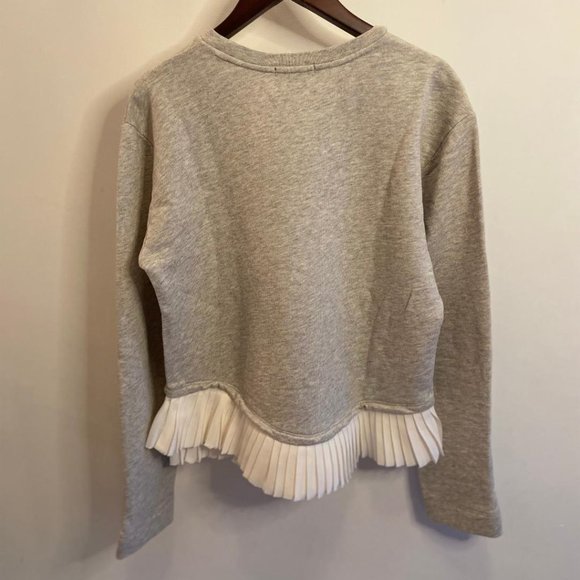 🆕 J. Crew Women's Heather Stone Champagne Ruffle-Hem Sweatshirt - Picture 4 of 10